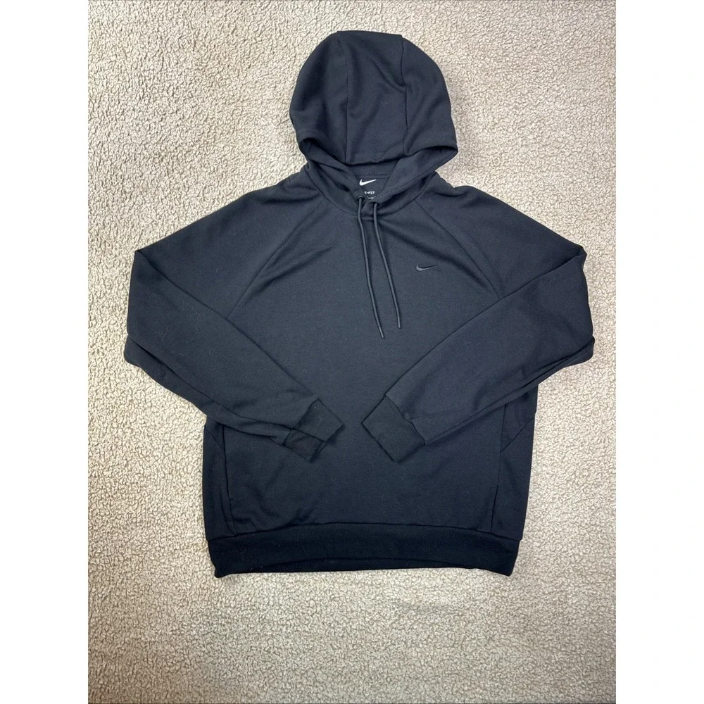 Nike Dri-Fit Primary Fleece UV Hoodie Mens M Black Pullover Sweatshirt EUC
